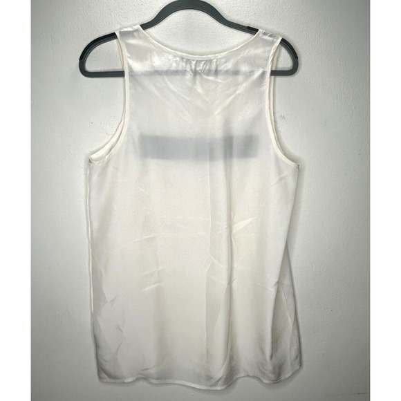 Allsaints Off-White 100% Silk Long Line Tank Top Black Rectangle Block Front 8 - Picture 2 of 8